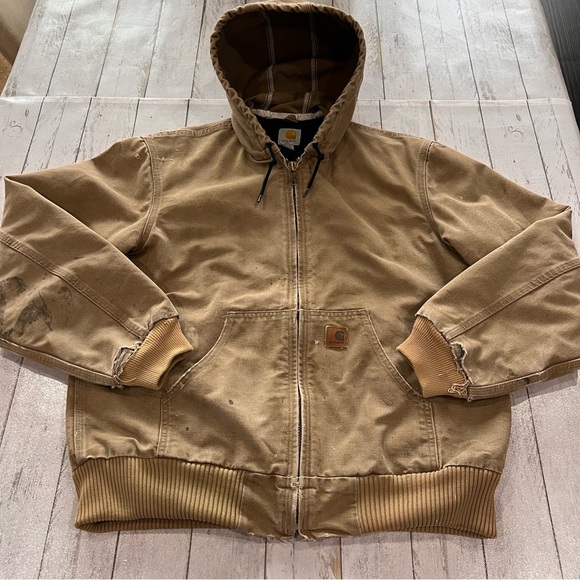 Carhartt Men's Brown Hooded Bomber Jacket
